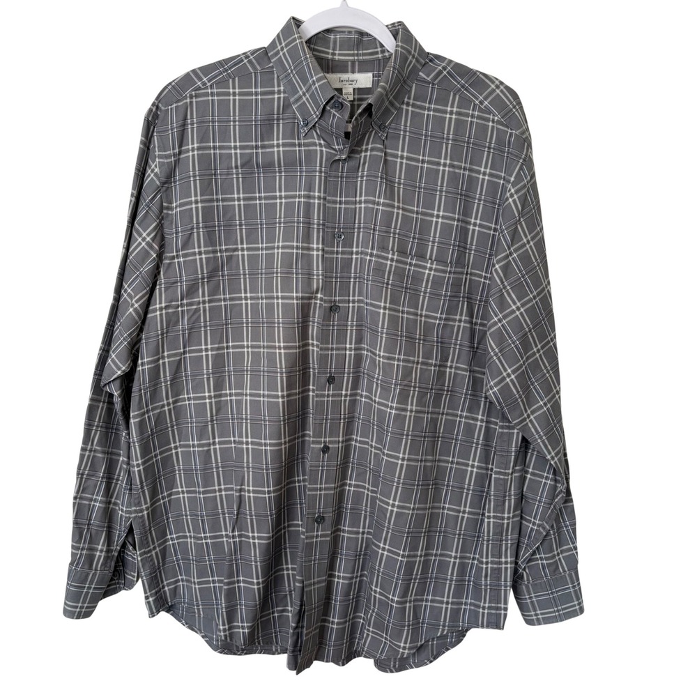 Turnbury Vintage Mens L 100% Cotton Plaid Shirt Gray Check 90s Grunge Skater Alt